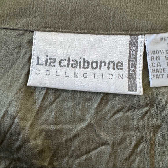 Liz Claiborne 100% Silk Vest Olive Green Marked Size S But Easily Fits Size M - Picture 3 of 6